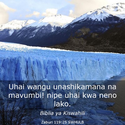 Picture 03 - Zaburi 119:25 SWHULB - Uhai wangu unashikamana na mavumbi! nipe uhai kwa - Bible Verse Picture