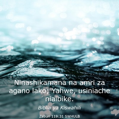 Picture 03 - Zaburi 119:31 SWHULB - Ninashikamana na amri za agano lako; Yahwe, - Bible Verse Picture