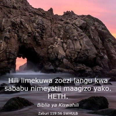 Picture 03 - Zaburi 119:56 SWHULB - Hili limekuwa zoezi langu kwa sababu nimeyatii - Bible Verse Picture