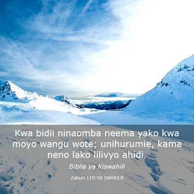 Picture 03 - Zaburi 119:58 SWHULB - Kwa bidii ninaomba neema yako kwa moyo wangu - Bible Verse Picture