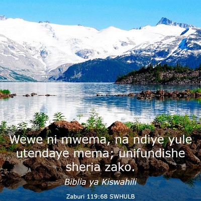 Picture 03 - Zaburi 119:68 SWHULB - Wewe ni mwema, na ndiye yule utendaye mema; - Bible Verse Picture