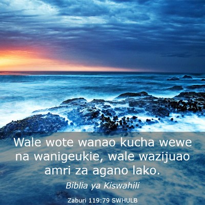 Picture 03 - Zaburi 119:79 SWHULB - Wale wote wanao kucha wewe na wanigeukie, wale - Bible Verse Picture