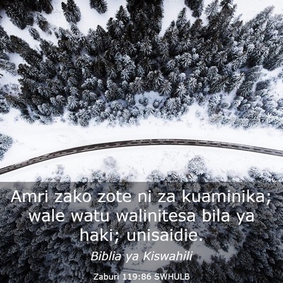 Picture 03 - Zaburi 119:86 SWHULB - Amri zako zote ni za kuaminika; wale watu - Bible Verse Picture