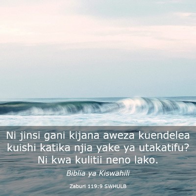 Picture 03 - Zaburi 119:9 SWHULB - Ni jinsi gani kijana aweza kuendelea kuishi - Bible Verse Picture