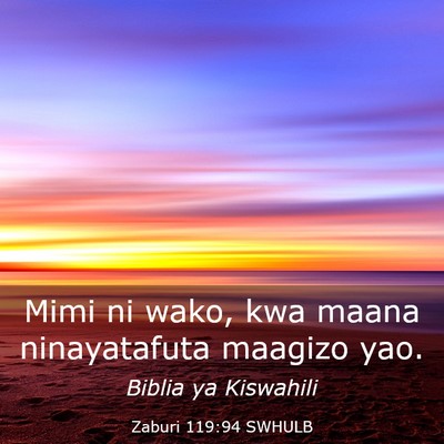 Picture 03 - Zaburi 119:94 SWHULB - Mimi ni wako, kwa maana ninayatafuta maagizo - Bible Verse Picture