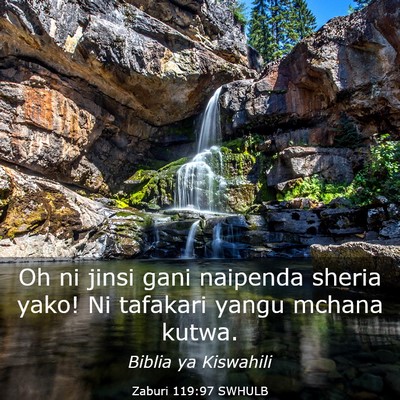 Picture 03 - Zaburi 119:97 SWHULB - Oh ni jinsi gani naipenda sheria yako! Ni - Bible Verse Picture