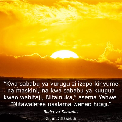 Picture 03 - Zaburi 12:5 SWHULB - “Kwa sababu ya vurugu zilizopo kinyume na - Bible Verse Picture