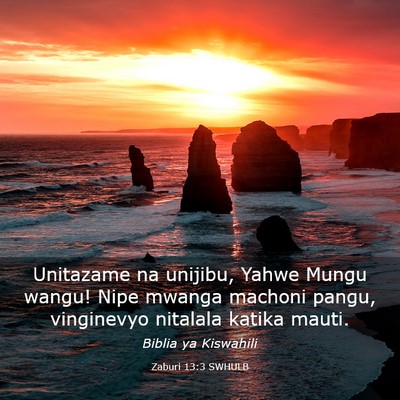 Picture 03 - Zaburi 13:3 SWHULB - Unitazame na unijibu, Yahwe Mungu wangu! Nipe - Bible Verse Picture