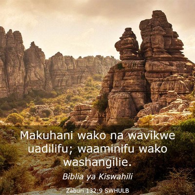 Picture 03 - Zaburi 132:9 SWHULB - Makuhani wako na wavikwe uadilifu; waaminifu wako - Bible Verse Picture