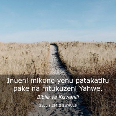 Picture 03 - Zaburi 134:2 SWHULB - Inueni mikono yenu patakatifu pake na mtukuzeni - Bible Verse Picture