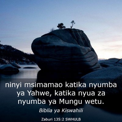 Picture 03 - Zaburi 135:2 SWHULB - ninyi msimamao katika nyumba ya Yahwe, katika - Bible Verse Picture