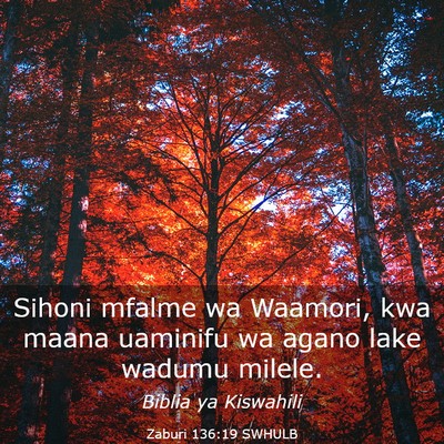 Picture 03 - Zaburi 136:19 SWHULB - Sihoni mfalme wa Waamori, kwa maana uaminifu wa - Bible Verse Picture