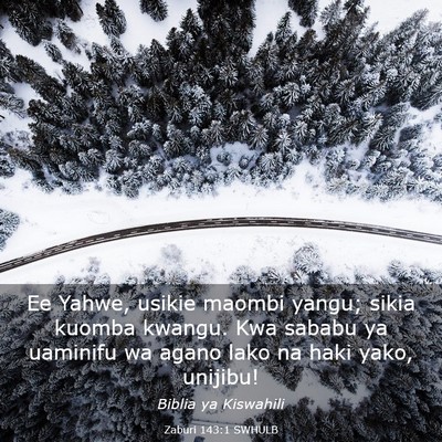 Picture 03 - Zaburi 143:1 SWHULB - Ee Yahwe, usikie maombi yangu; sikia kuomba - Bible Verse Picture