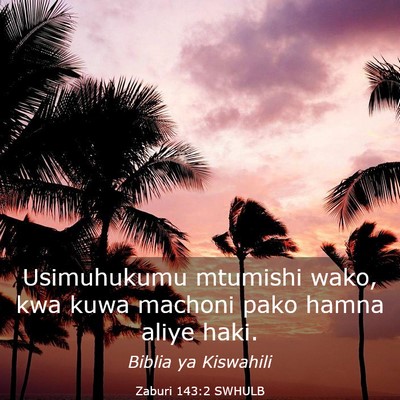 Picture 03 - Zaburi 143:2 SWHULB - Usimuhukumu mtumishi wako, kwa kuwa machoni pako - Bible Verse Picture