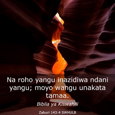 Picture 03 - Zaburi 143:4 SWHULB - Na roho yangu inazidiwa ndani yangu; moyo wangu - Bible Verse Picture