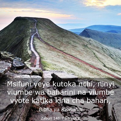 Picture 03 - Zaburi 148:7 SWHULB - Msifuni yeye kutoka nchi, ninyi viumbe wa - Bible Verse Picture