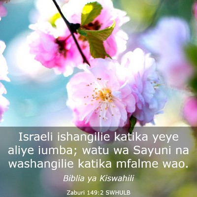 Picture 03 - Zaburi 149:2 SWHULB - Israeli ishangilie katika yeye aliye iumba; watu - Bible Verse Picture