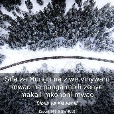 Picture 03 - Zaburi 149:6 SWHULB - Sifa za Mungu na ziwe vinywani mwao na panga - Bible Verse Picture