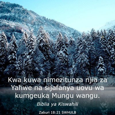 Picture 03 - Zaburi 18:21 SWHULB - Kwa kuwa nimezitunza njia za Yahwe na sijafanya - Bible Verse Picture