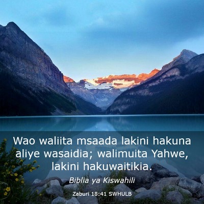 Picture 03 - Zaburi 18:41 SWHULB - Wao waliita msaada lakini hakuna aliye wasaidia; - Bible Verse Picture