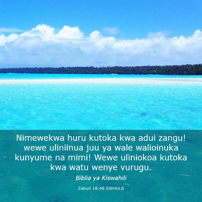 Picture 03 - Zaburi 18:48 SWHULB - Nimewekwa huru kutoka kwa adui zangu! wewe - Bible Verse Picture