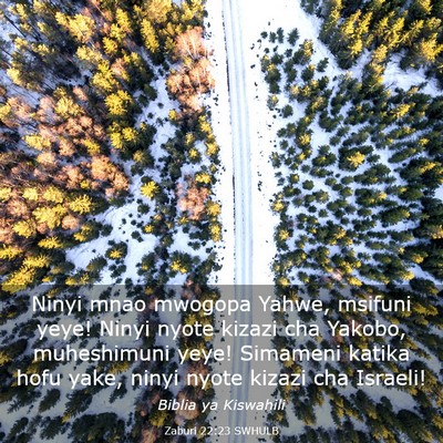 Picture 03 - Zaburi 22:23 SWHULB - Ninyi mnao mwogopa Yahwe, msifuni yeye! Ninyi - Bible Verse Picture