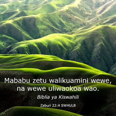 Picture 03 - Zaburi 22:4 SWHULB - Mababu zetu walikuamini wewe, na wewe uliwaokoa - Bible Verse Picture