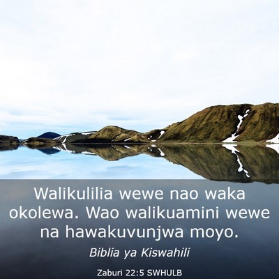 Picture 03 - Zaburi 22:5 SWHULB - Walikulilia wewe nao waka okolewa. Wao - Bible Verse Picture