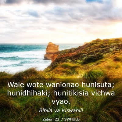 Picture 03 - Zaburi 22:7 SWHULB - Wale wote wanionao hunisuta; hunidhihaki; - Bible Verse Picture