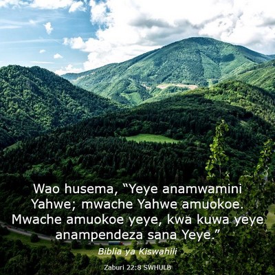 Picture 03 - Zaburi 22:8 SWHULB - Wao husema, “Yeye anamwamini Yahwe; mwache - Bible Verse Picture