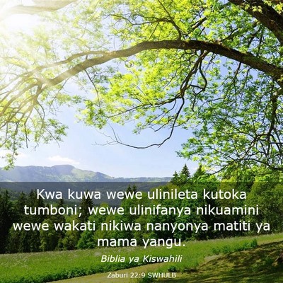 Picture 03 - Zaburi 22:9 SWHULB - Kwa kuwa wewe ulinileta kutoka tumboni; wewe - Bible Verse Picture
