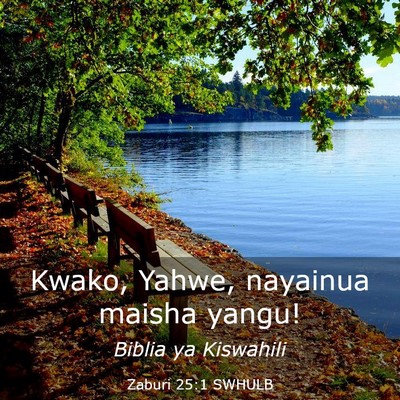 Picture 03 - Zaburi 25:1 SWHULB - Kwako, Yahwe, nayainua maisha - Bible Verse Picture