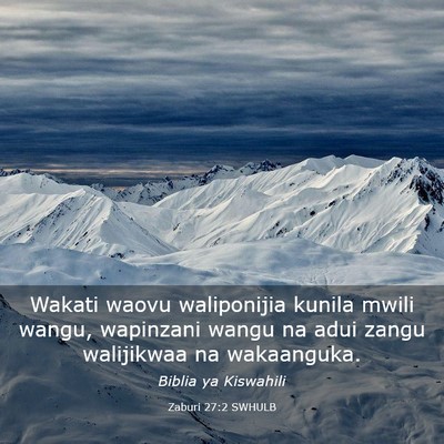 Picture 03 - Zaburi 27:2 SWHULB - Wakati waovu waliponijia kunila mwili wangu, - Bible Verse Picture