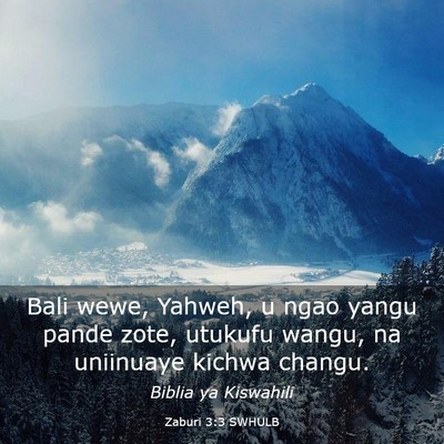 Picture 03 - Zaburi 3:3 SWHULB - Bali wewe, Yahweh, u ngao yangu pande zote, - Bible Verse Picture