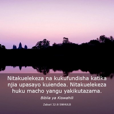 Picture 03 - Zaburi 32:8 SWHULB - Nitakuelekeza na kukufundisha katika njia upasayo - Bible Verse Picture