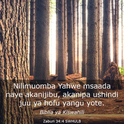 Picture 03 - Zaburi 34:4 SWHULB - Nilimuomba Yahwe msaada naye akanijibu, akanipa - Bible Verse Picture