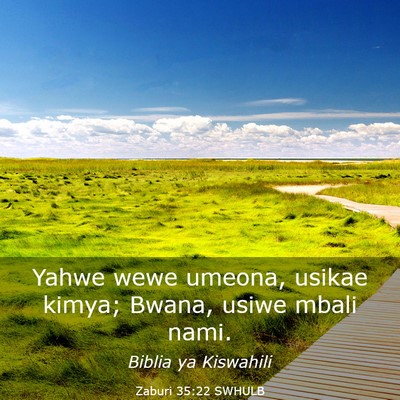 Picture 03 - Zaburi 35:22 SWHULB - Yahwe wewe umeona, usikae kimya; Bwana, usiwe - Bible Verse Picture