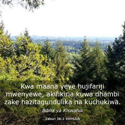 Picture 03 - Zaburi 36:2 SWHULB - Kwa maana yeye hujifariji mwenyewe, akifikiria - Bible Verse Picture