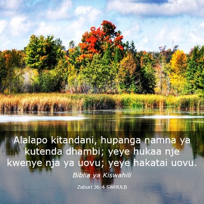Picture 03 - Zaburi 36:4 SWHULB - Alalapo kitandani, hupanga namna ya kutenda - Bible Verse Picture