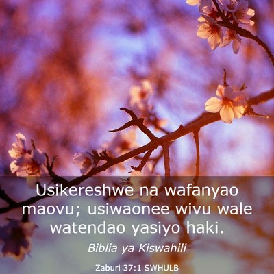 Picture 03 - Zaburi 37:1 SWHULB - Usikereshwe na wafanyao maovu; usiwaonee wivu - Bible Verse Picture