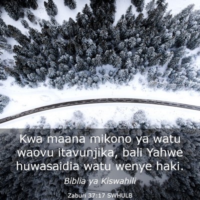 Picture 03 - Zaburi 37:17 SWHULB - Kwa maana mikono ya watu waovu itavunjika, bali - Bible Verse Picture