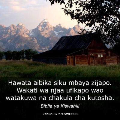 Picture 03 - Zaburi 37:19 SWHULB - Hawata aibika siku mbaya zijapo. Wakati wa njaa - Bible Verse Picture