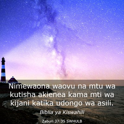 Picture 03 - Zaburi 37:35 SWHULB - Nimewaona waovu na mtu wa kutisha akienea kama - Bible Verse Picture