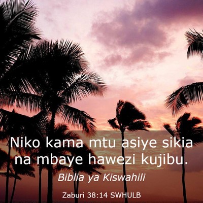 Picture 03 - Zaburi 38:14 SWHULB - Niko kama mtu asiye sikia na mbaye hawezi - Bible Verse Picture