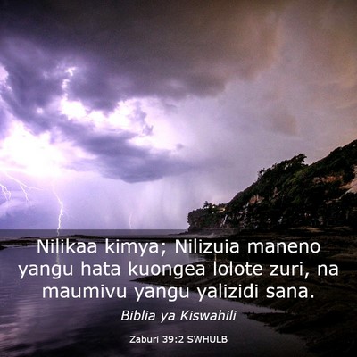 Picture 03 - Zaburi 39:2 SWHULB - Nilikaa kimya; Nilizuia maneno yangu hata kuongea - Bible Verse Picture