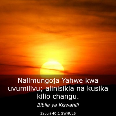 Picture 03 - Zaburi 40:1 SWHULB - Nalimungoja Yahwe kwa uvumilivu; alinisikia na - Bible Verse Picture