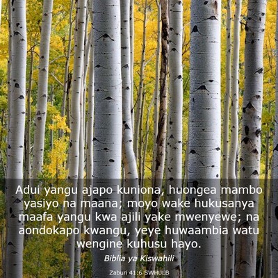 Picture 03 - Zaburi 41:6 SWHULB - Adui yangu ajapo kuniona, huongea mambo yasiyo na - Bible Verse Picture