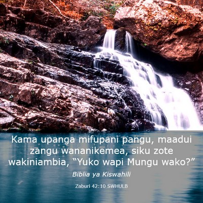 Picture 03 - Zaburi 42:10 SWHULB - Kama upanga mifupani pangu, maadui zangu - Bible Verse Picture