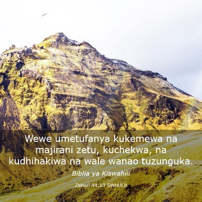 Picture 03 - Zaburi 44:13 SWHULB - Wewe umetufanya kukemewa na majirani zetu, - Bible Verse Picture