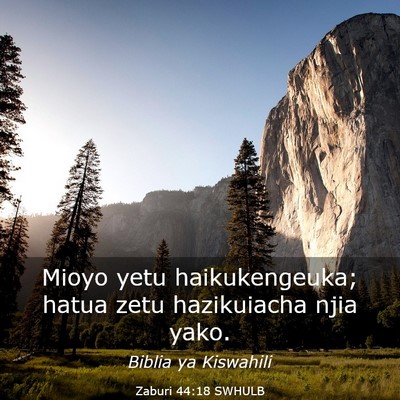 Picture 03 - Zaburi 44:18 SWHULB - Mioyo yetu haikukengeuka; hatua zetu hazikuiacha - Bible Verse Picture